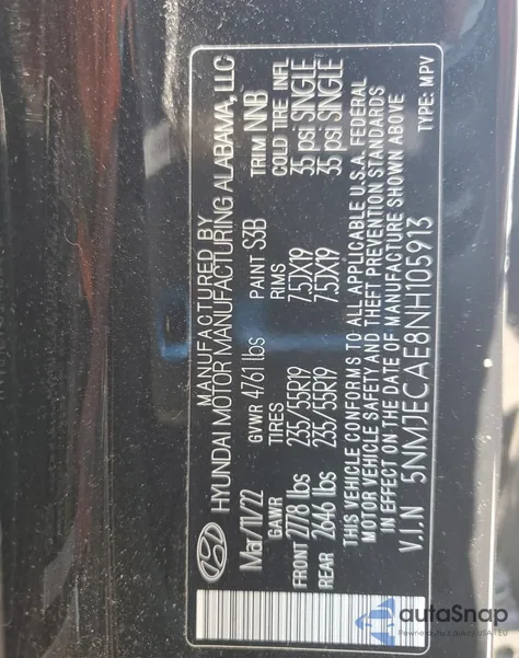 2022 Hyundai Tucson Limited z USA, uszkodzony, nr VIN 5NMJECAE8NH105913